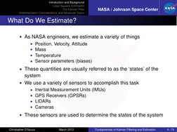Introduction and Background
Least Squares Estimation
The Kalman Filter
Implementation Considerations and