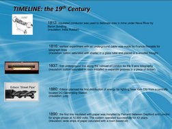 TIMELINE: the 19th Century 
1880: Edison planned his first distribution of energy for lighting New York City from a centrally