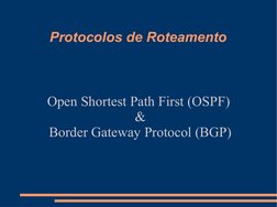 Protocolos de Roteamento
Open Shortest Path First (OSPF)
 &
 Border Gateway Protocol (BGP)
