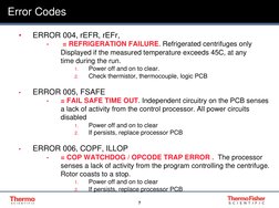 IEC Centrifuge Error Codes Guide | PDF | Electric Motor | Equipment
