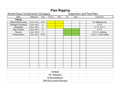 World Class Construction Company 
Item 
Reference 
Type 
WCCC 
Date 
Piping 
Material Receiving 
Qual. Man 
S/DR 
Storage Pro