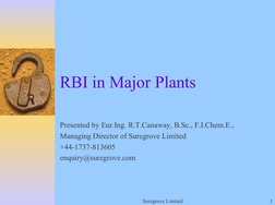 Suregrove Limited
1
RBI in Major Plants 
Presented by Eur.Ing. R.T.Canaway, B.Sc., F.I.Chem.E., 
Managing Director of Suregro