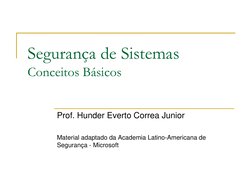Segurança de Sistemas
Conceitos Básicos
Prof. Hunder Everto Correa Junior
Material adaptado da Academia Latino-Americana de
