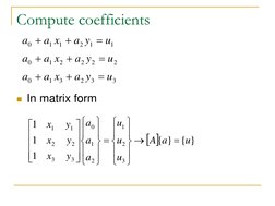 Compute coefficients 
 
 
 
In matrix form 
3
3
2
3
1
0
2
2
2
2
1
0
1
1
2
1
1
0
u
y
a
x
a
a
u
y
a
x
a
a
u
y
a
x
a
a



