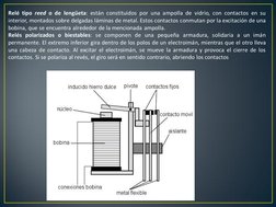 Relé tipo reed o de lengüeta: están constituidos por una ampolla de vidrio, con contactos en su 
interior, montados sobre del