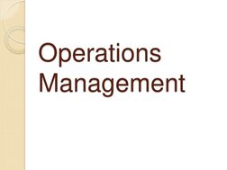 Operations 
Management 
 
