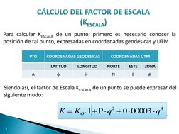 Para calcular KESCALA de un punto; primero es necesario conocer la 
posición de tal punto, expresadas en coordenadas geodésic