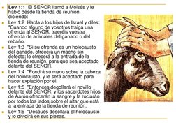
Lev 1:1  El SEÑOR llamó a Moisés y le 
habló desde la tienda de reunión, 
diciendo:  

Lev 1:2  Habla a los hijos de Israe