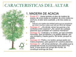 CARACTERISTICAS DEL ALTAR 
1. MADERA DE ACACIA 

Éxodo 27:1  Harás también el altar de madera de 
acacia, de cinco codos su