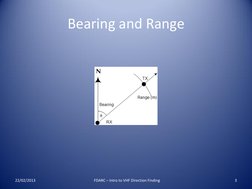 Bearing and Range 
22/02/2013 
3 
FDARC – Intro to VHF Direction Finding 
