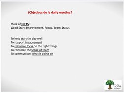 think of GIFTS: 
Good Start, Improvement, Focus, Team, Status 
 
 
To help start the day well 
To support improvement 
To rei