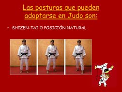 Las posturas que pueden 
adoptarse en Judo son: 
• SHIZEN-TAI O POSICIÓN NATURAL 
