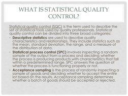 WHAT IS STATISTICAL QUALITY 
CONTROL? 
Statistical quality control (SQC) is the term used to describe the 
set of statistical