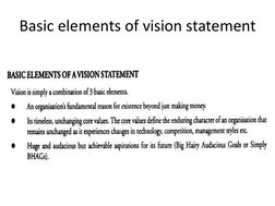 Basic elements of vision statement 
