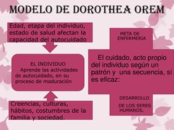 Edad, etapa del individuo, 
estado de salud afectan la 
capacidad del autocuidado 
MODELO DE DOROTHEA OREM