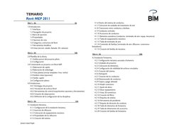 ……………………………………………
TEMARIO
TEMARIO
Revit MEP 2011
DIA 1.- 5h
5h
1.0 Introducción.
1.1 Interfaces
1.2 Navegador de proyecto
1.3