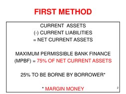 First Method Lending Tandon Committee Methods for Working Capital | PDF | Social Science