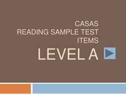 CASAS Level A Reading Sample Test | PDF