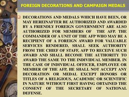 AFP Awards and Decorations Overview | PDF | Orders, Decorations, And ...