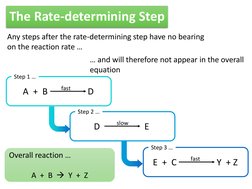 The Rate-determining Step 
Any steps after the rate-determining step have no bearing 
on the reaction rate … 
… and will ther