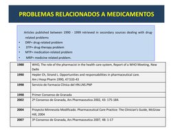 PROBLEMAS RELACIONADOS A MEDICAMENTOS 
   Articles published between 1990 - 1999 retrieved in secondary sources dealing with