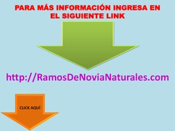 PARA MÁS INFORMACIÓN INGRESA EN 
EL SIGUIENTE LINK 
CLICK AQUÍ 
http://RamosDeNoviaNaturales.com 
