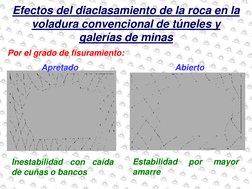 Por el grado de fisuramiento: 
Apretado 
Abierto 
Inestabilidad con caída 
de cuñas o bancos 
Estabilidad 
por 
mayor 
amarre