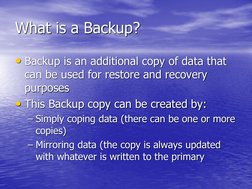 Presentation On Backup | PDF | Backup | Computer Data Storage