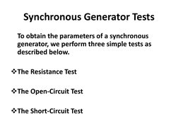 Synchronous Generator Testing Methods | PDF | Science & Mathematics