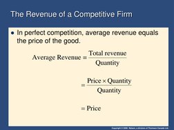Copyright © 2006  Nelson, a division of Thomson Canada Ltd. The Revenue of a Competitive Firm 
The Revenue of a Competitive F