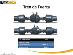 Tren de Fuerza
EJES POSTERIORES
FAW
Reducción doble
Capacidad de carga
16,000 kg. x 2
Reducción total
6.733:1
