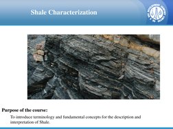 Purpose of the course: 
To introduce terminology and fundamental concepts for the description and 
interpretation of Shale.