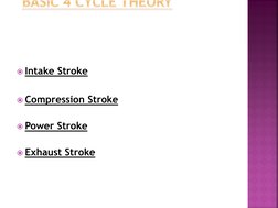  
Intake Stroke 
 
Compression Stroke 
 
Power Stroke 
 
Exhaust Stroke 
