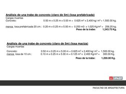 Análisis de una trabe de concreto (claro de 5m) (losa maciza) 
Cargas muertas 
Concreto:                                   0.