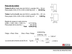 Peso de las trabes 
Trabes A y B de 1 a 2; claro de 3.00 ml. y peralte 10% =  30 cm. 
Peso propio: 0.30 x 0.15 x 3.00 x 2,400