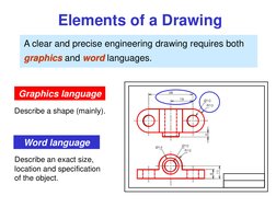 Elements of a Drawing graphics word 
A clear and precise engineering drawing requires both  
graphics and word languages. 
Gr
