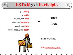 7 ESTAR y el Participio 
ESTAR y el Participio 
-ando 
-iendo 
yo   estoy 
tú estás 
él, ella, Ud. está 
nosotros estamos 
vo