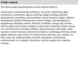 Fields related: 
The above project job description can be used for fields as: 
 
construction, manufacturing, healthcare, non