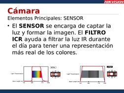 Cámara
Elementos Principales: SENSOR
• El SENSOR se encarga de captar la 
luz y formar la imagen. El FILTRO 
ICR ayuda a filt