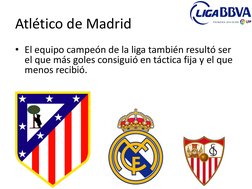 Atlético de Madrid 
• El equipo campeón de la liga también resultó ser 
el que más goles consiguió en táctica fija y el que