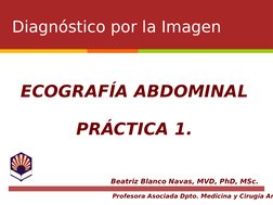 ECOGRAFÍA ABDOMINAL
PRÁCTICA 1.
Diagnóstico por la Imagen
Beatriz Blanco Navas, MVD, PhD, MSc. 
Profesora Asociada Dpto. Medi