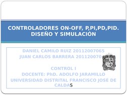 DANIEL CAMILO RUIZ 20112007065
JUAN CARLOS BARRERA 20112007052
CONTROL I
DOCENTE: PhD. ADOLFO JARAMILLO
UNIVERSIDAD DISTRITAL