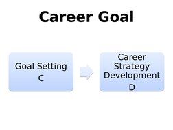 Career Goal
Goal Setting
C
Goal Setting
C
Career 
Strategy 
Development
D
Career 
Strategy 
Development
D
