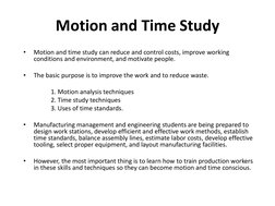 Time and Motion Study | PDF | Industrial Engineering | Time