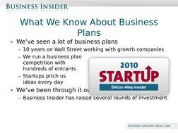 Beta
What We Know About Business 
Plans
• We’ve seen a lot of business plans
– 10 years on Wall Street working with growth co