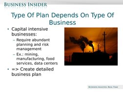 Beta
Type Of Plan Depends On Type Of 
Business
• Capital intensive 
businesses:
– Require abundant 
planning and risk 
manage