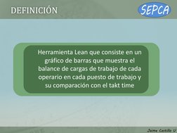 DEFINICIÓN 
Herramienta Lean que consiste en un 
gráfico de barras que muestra el 
balance de cargas de trabajo de cada 
oper