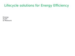 Lifecycle solutions for Energy Efficiency
Energy 
Audit
& Measure
