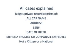 All cases explained
Judges private record consists of: 
ALL CAP NAME
ADDRESS
SSN#
DATE OF BIRTH
EITHER A TRUSTEE OR CORPORATE