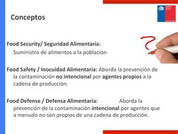 Conceptos	  
Food	  Security/	  Seguridad	  Alimentaria:	  	  
	  Suministro	  de	  alimentos	  a	  la	  població